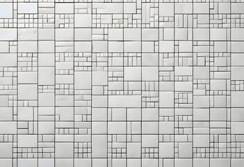 Abstract White Tiled Wall with Geometric Patterns