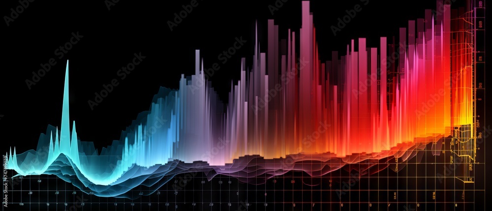 Poster spectrum analysis of sound waves in various colors and shapes