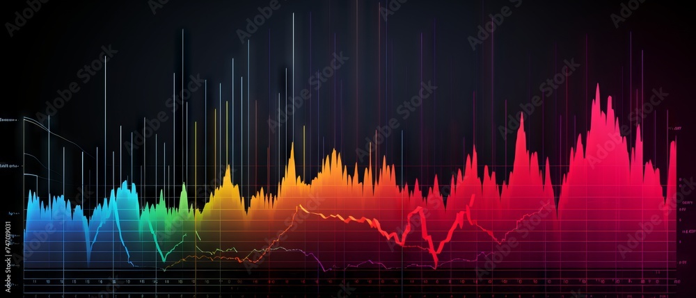 Poster spectrum analysis of sound waves in various colors and shapes