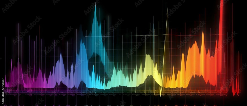 Poster spectrum analysis of sound waves in various colors and shapes