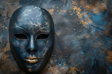 Black masquerade mask,.copy space, banner