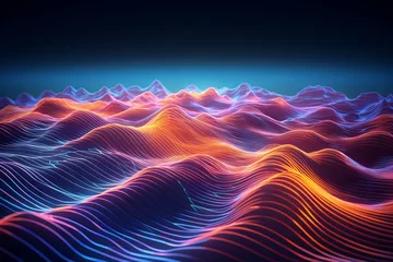 Zelfklevend Fotobehang Fantastic quantum interference pattern of ocean waves: a vivid and colorful 3d illustration © Ameer