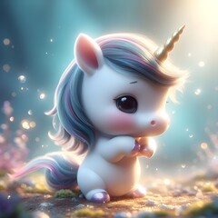 the child cute unicorn