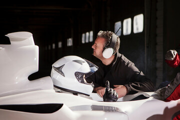 Racer in thought before the big race 