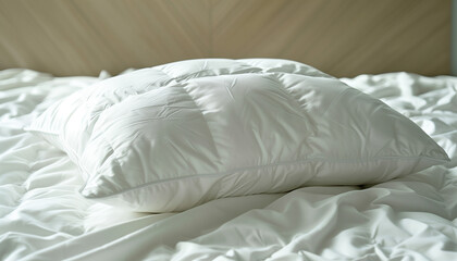 Fototapeta na wymiar Close up Bed pillow detail element home interior contemporary bedroom