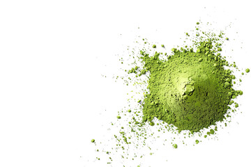 Green Macha Powder on Transparent Background. - obrazy, fototapety, plakaty