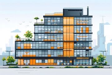 Office buildings, illustration and flat vector