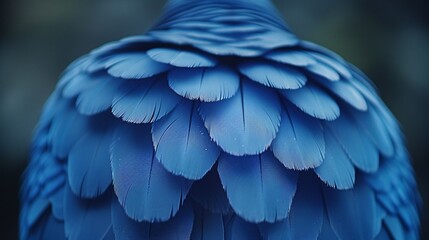 Obraz premium Close-up image of a navy plume bird, with a detailed focus on its features, serving as a backdrop or surface.