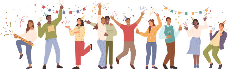 people celebrating event vector illustration