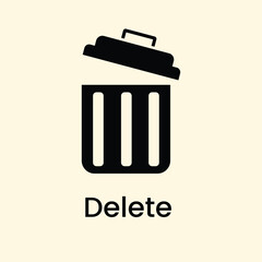 Trash can bin, delete icon vector.