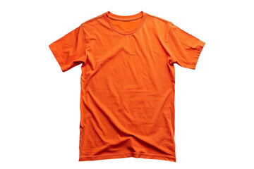 Stylish Orange Shirt with Plane on Transparent Background.