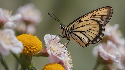 Obraz premium A close-up of a butterfly perched delicately on a flower.