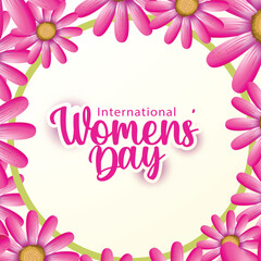 8th March,International Women's Day Flyer for Women's Day with the decor of flowers.