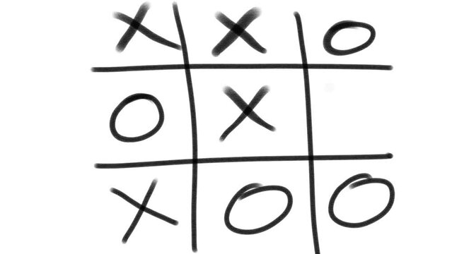 tic tac toe game animation on white background