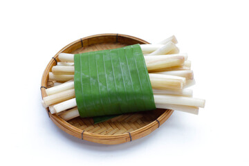 Fresh lotus rootlet on white background.