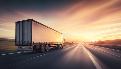 Industrial Transport Truck on the Open Road