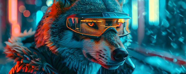 Futuristic Wolf in Glasses
