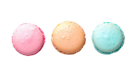 Colourful french macarons top view set - obrazy, fototapety, plakaty