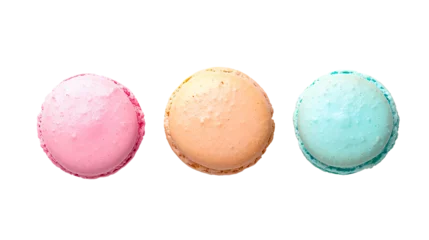 Fotobehang Macarons Colourful french macarons top view set