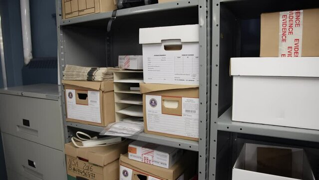 Messy evidence locker at police station