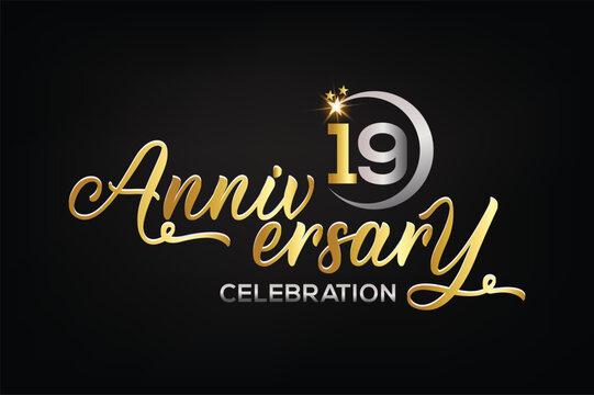 Star element gold color mixed luxury 19th anniversary invitation celebration
