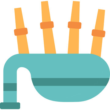 teal bagpipes with orange pipes clip art preview