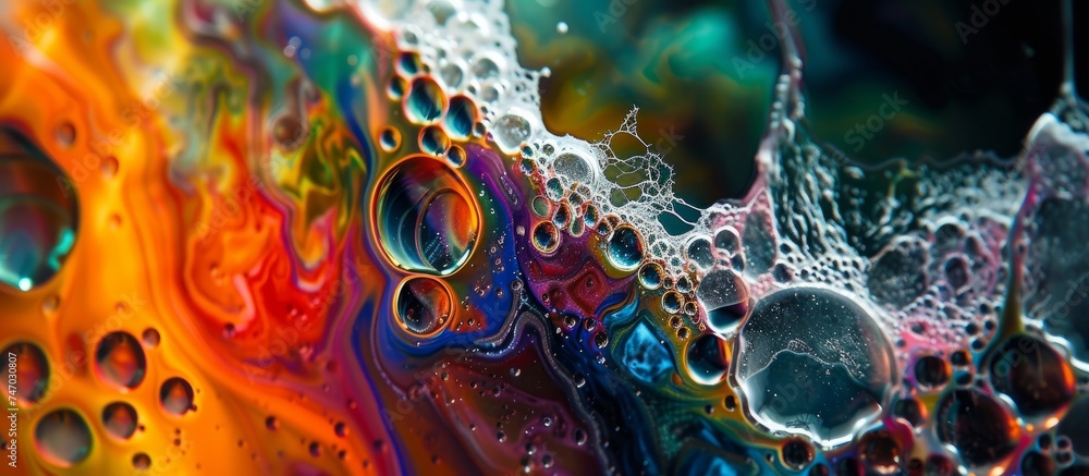 Poster vivid and dynamic abstract artwork with multicolored paint strokes and splashes