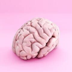 brain isolated on pink background - 747031689