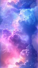 Fototapeta na wymiar A dreamlike digital design of fluffy clouds infused with pink and blue, suggesting a sense of calm