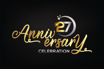 Star element gold color mixed luxury 27th anniversary invitation celebration