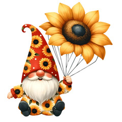 Cute Gnome Sunflowers Sublimation Gnome Clipart Sunflowers Gnome Commercial Use Gnome Flower Gardening Farmer Gnome Illustration PNG