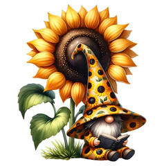Cute Gnome Sunflowers Sublimation Gnome Clipart Sunflowers Gnome Commercial Use Gnome Flower Gardening Farmer Gnome Illustration PNG