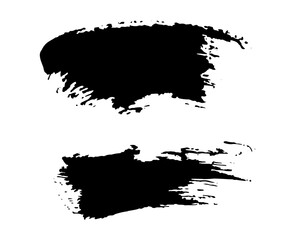 Mascara smears texture set. Vector scribble black brush strokes isolated on white.