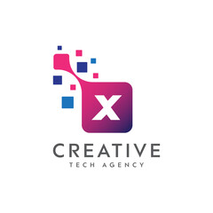 Creative Letter X tech logo. vector logo design.