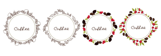 Coffee illustration set, graphic element for designer, logo, sticker, sign and symbol, frame, jar sticker