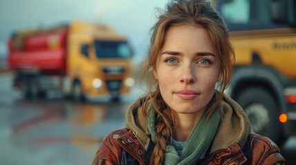 Fototapeta premium Woman Truck Driver