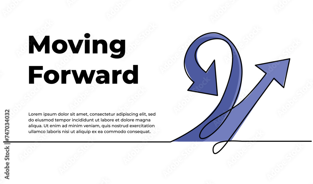 Poster continuous line design of arrows pointing up and down. single line decorative elements drawn on a wh