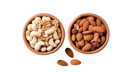nuts in a bowl isolated on transparent background