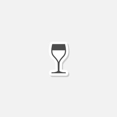 Wine in glass icon sticker isolated on gray background