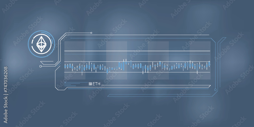 Poster clear and concise infographics of ethereum price stability.