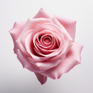 Details of pink rose on a white background