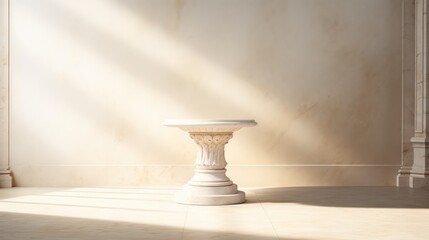 Immaculate pedestal in radiant light exudes elegance