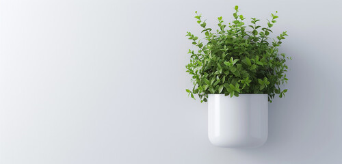 Wall-mounted plant pot mockup with a sleek, space-saving design for corporate branding and environmental awareness messages