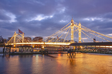 Albert Bridge is a road bridge over the River Thames connecting Chelsea in Central London