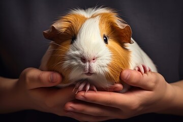
Close bond hands holding a guinea pig express love and nurturing