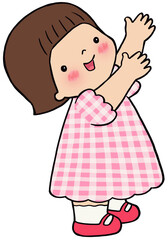 happy girl , kid illustration . She proud to present . sticker character girl