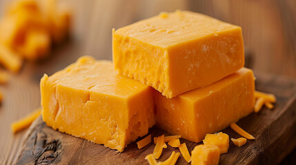 Cheddar cheese  is a natural cheese that is relatively hard, off-white (or orange if colourings such as annatto are added), and sometimes sharp-tasting, wooden background
