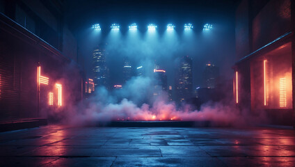 Naklejka premium Stage shows Dark blue background an empty dark scene