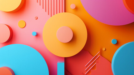 Abstract geometric shapes forming a dynamic and colorful website layout mockup