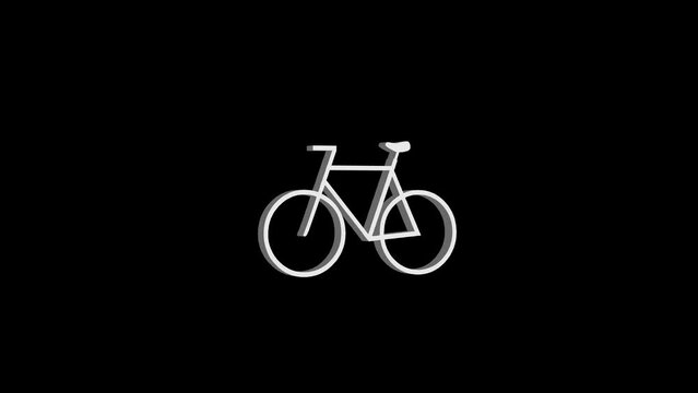 Loopable white color 3d bicycle icon rotating animation black background